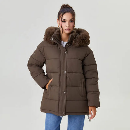Cozy Fluffy Hooded Zip-Up Belt Decor